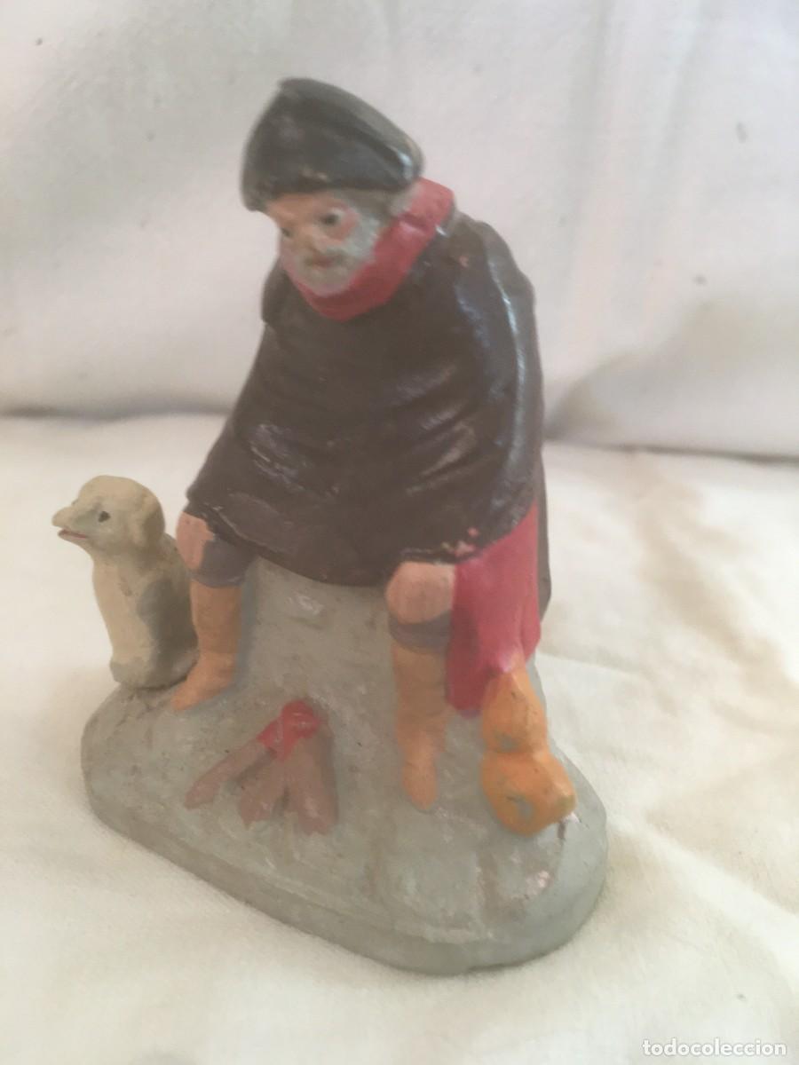 Figuras de Bel&eacute;n: ANCIANO JUNTO AL FUEGO -Artesania de Murcia -Siglo XIX