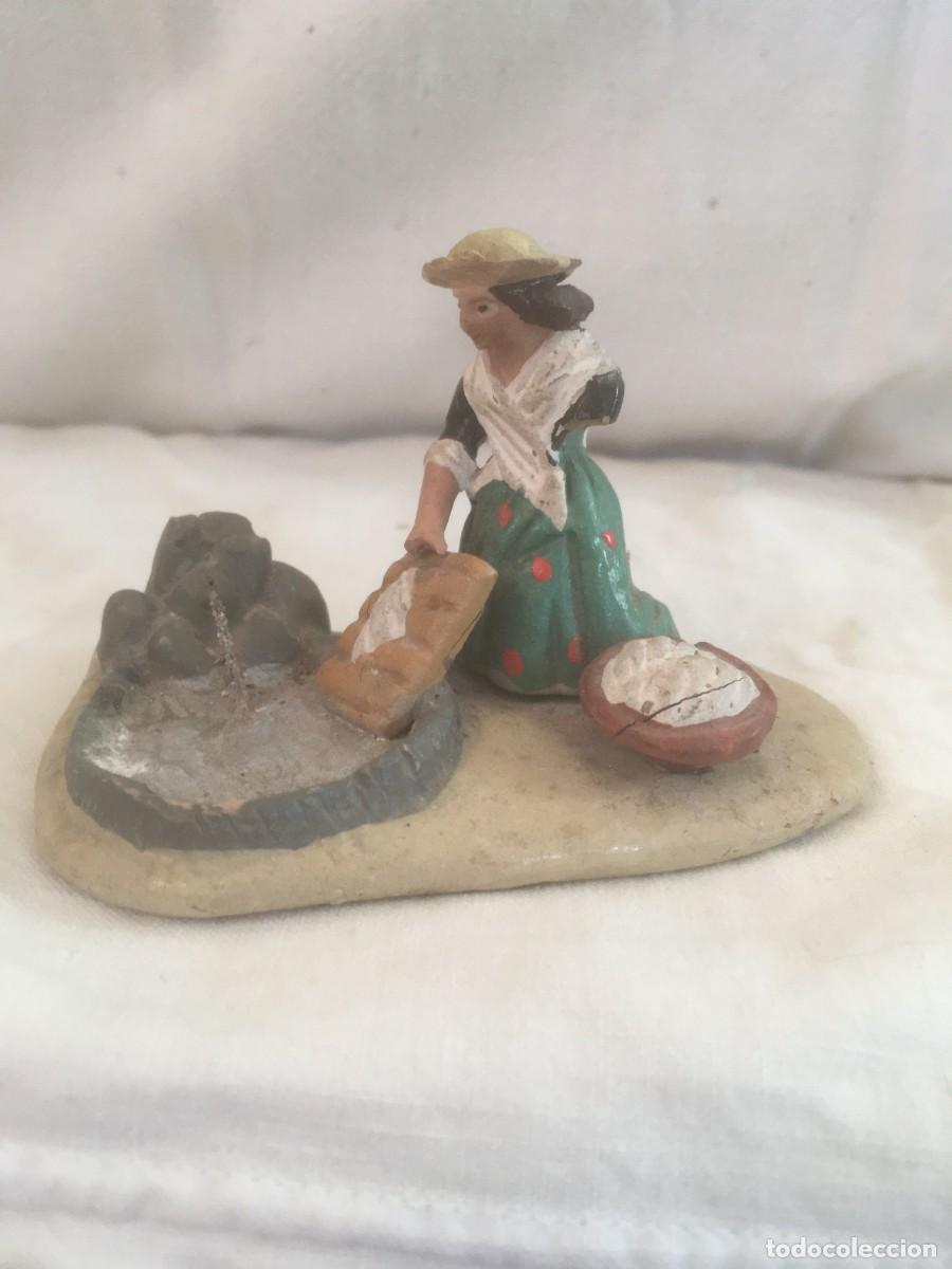Figuras de Bel&eacute;n: LAVANDERA-Figura de Barro -Artesania Murcia -Siglo XIX