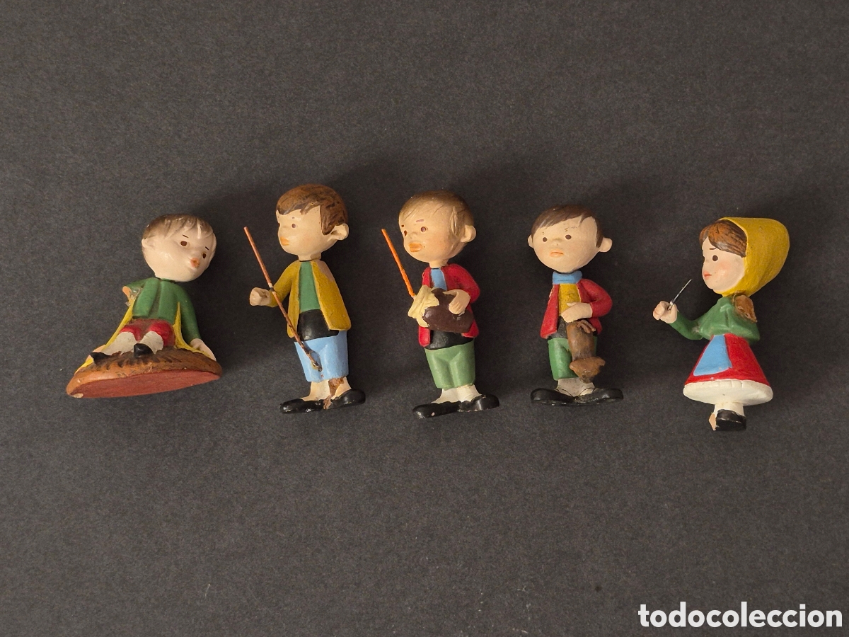 Statuine di Presepe: Lote de 5 figuras ortigas infantil. todas a restaurar alguna parte.