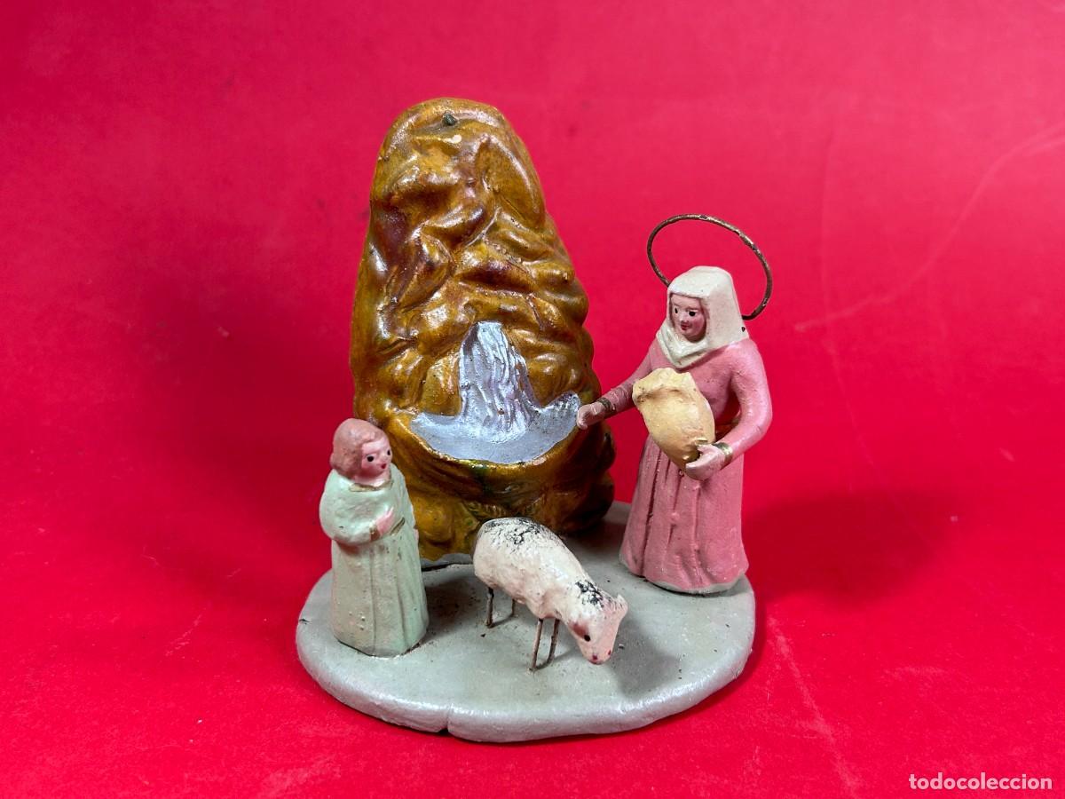 Figuras de Bel&eacute;n: FIGURA DE BELEN VIRGEN CON EL NI&Ntilde;O EN LA FUENTE - BARRO COCIDO TERRACOTA - MURCIA
