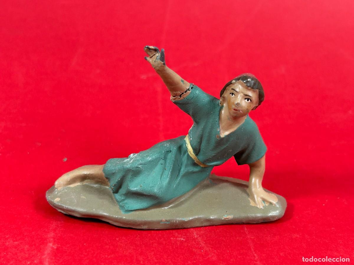 Figuras de Bel&eacute;n: FIGURA DE BELEN HOMBRE RECLINADO- BARRO COCIDO TERRACOTA - MURCIA