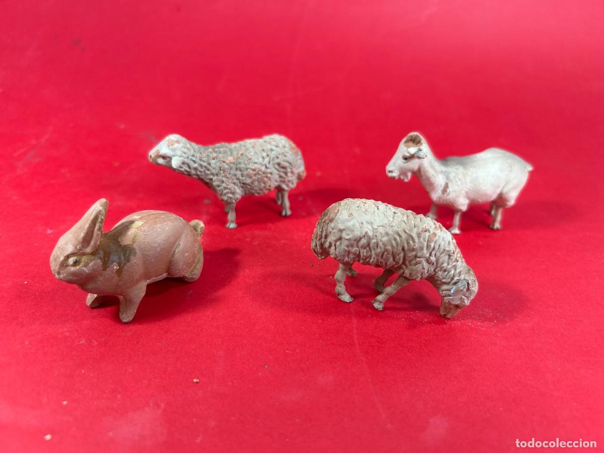 Figuras de Bel&eacute;n: FIGURAS DE BELEN CABRA BORREGOS Y CONEJO - BARRO COCIDO TERRACOTA - MURCIA