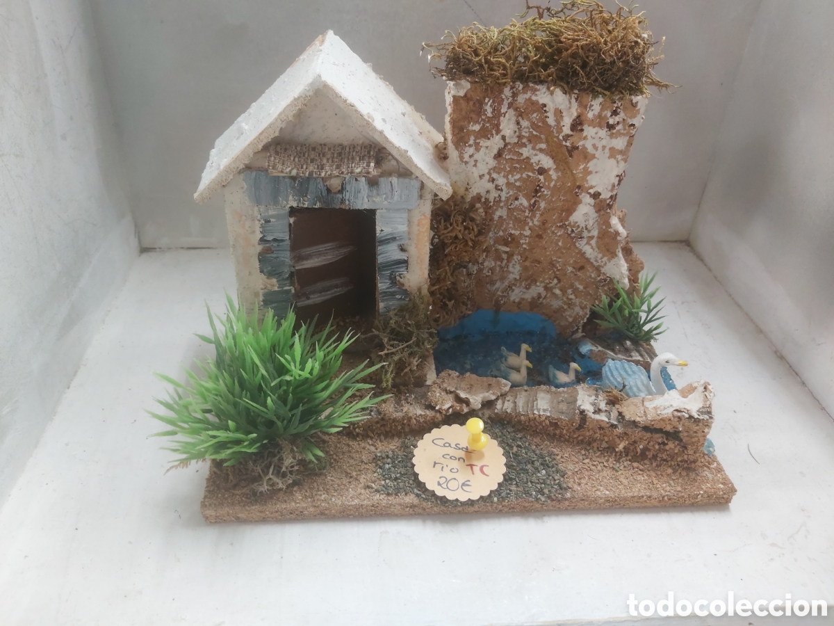 Figuras de Bel&eacute;n: Belenes.Casa con rio