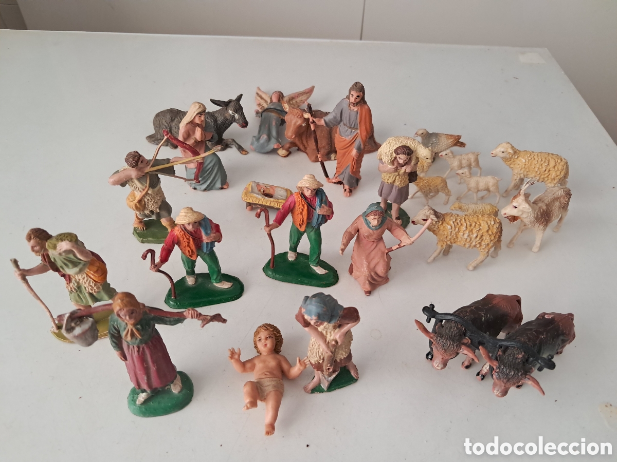 Figuras de Bel&eacute;n: LOTE FIGURAS PL&Aacute;STICO BELEN, A&Ntilde;OS 60-70