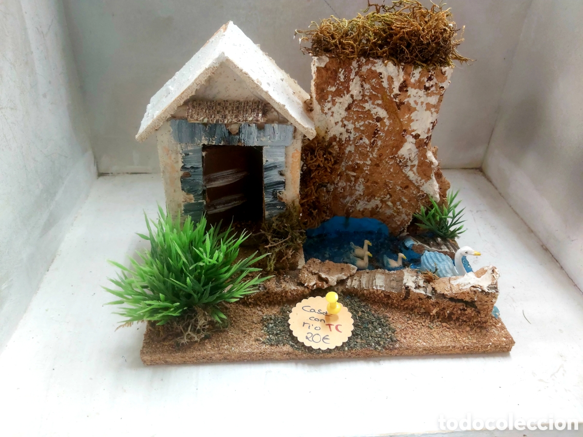 Figuras de Bel&eacute;n: Belenes.Casa con rio