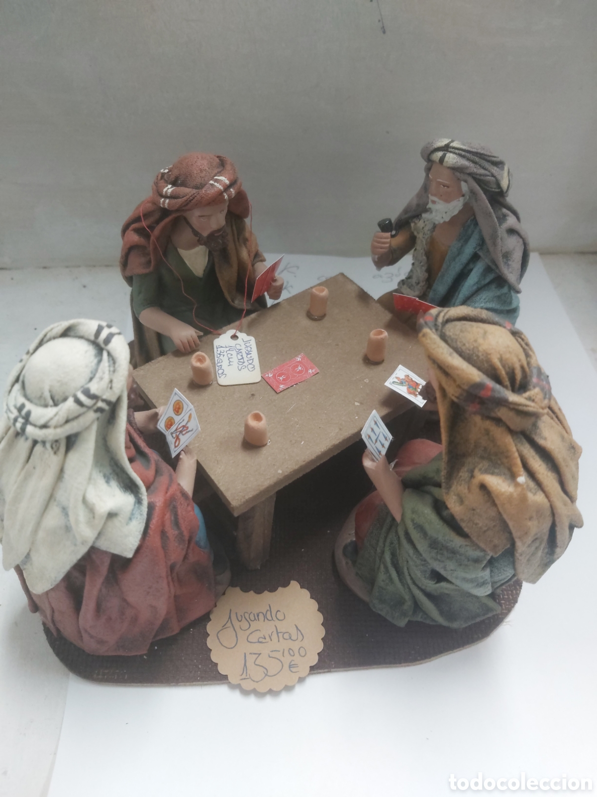 Figuras de Bel&eacute;n: Belenes figuras jugando a las cartas.