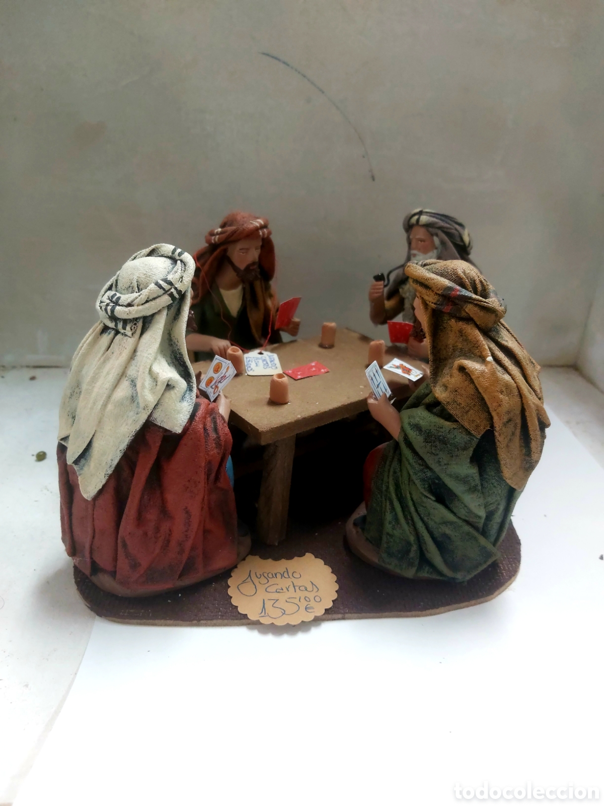 Figurines pour Cr&egrave;ches de No&euml;l: Belenes figuras jugando a las cartas.