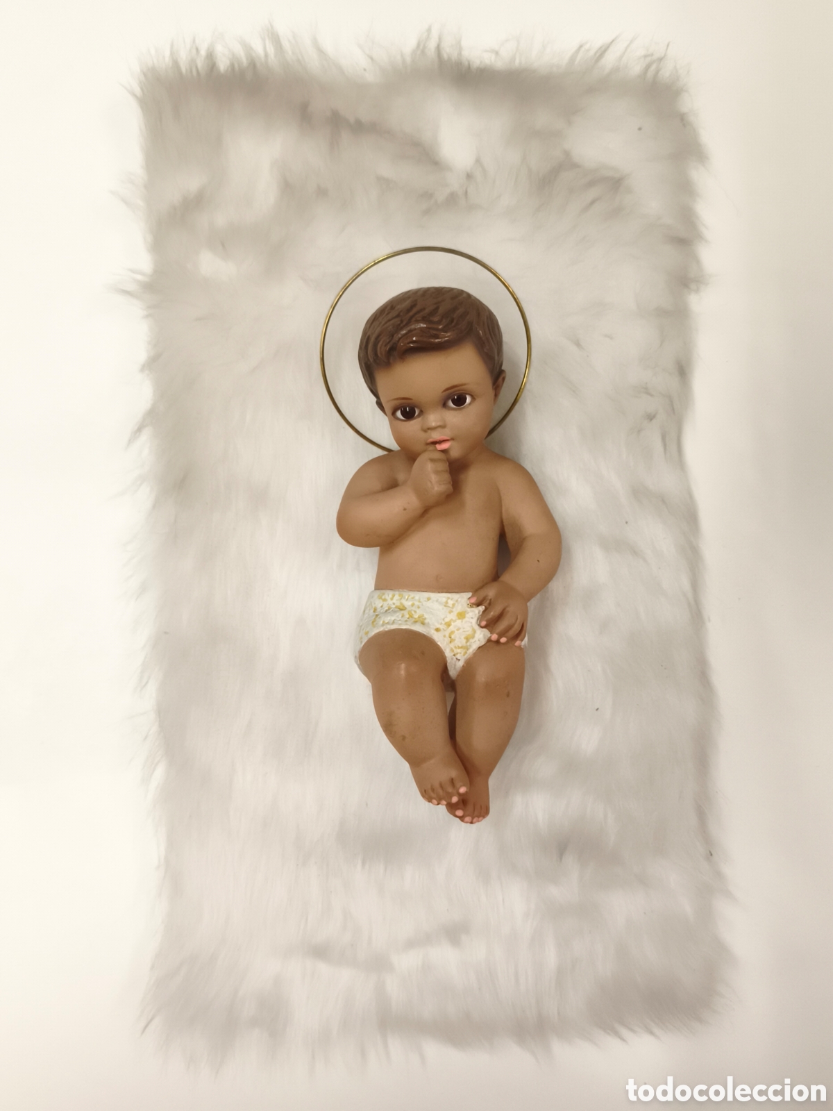 Figuras de Bel&eacute;n: Hermoso ni&ntilde;o Jes&uacute;s ojos de cristal