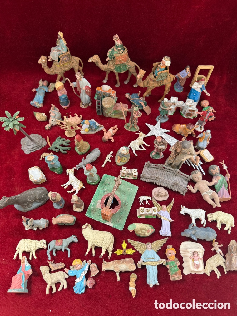 Figuras de Bel&eacute;n: Gran lote de figuras de belen de plastico y barro!