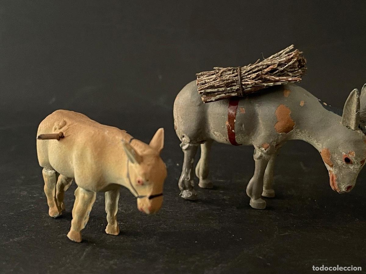Figuras de Bel&eacute;n: FIGURAS DE BELEN O PESSEBRE EN BARRO O TERRACOTA - MUY ANTIGUA PAREJA DE BURRITOS