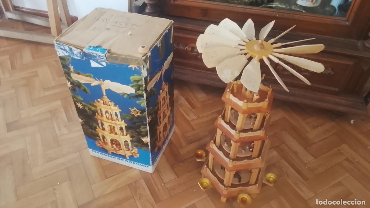 Figuras de Bel&eacute;n: Pir&aacute;mide madera de Navidad giratoria, bel&eacute;n pesebre nacimiento, reyes magos, pastores 68 CM - LEER