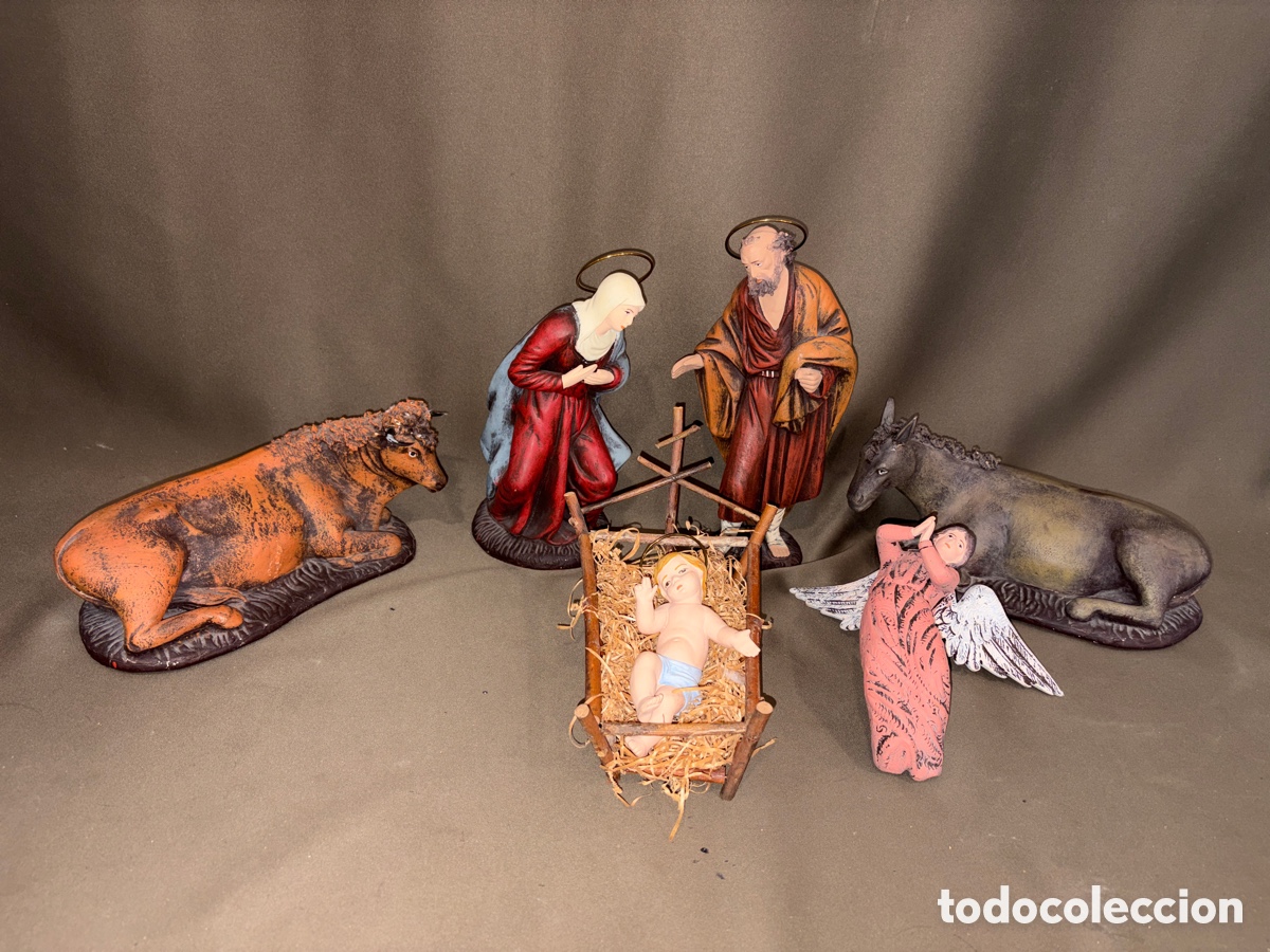 Figuras de Bel&eacute;n: Antiguo nacimiento de Bel&eacute;n,en barro cocido y pintado a mano*VER FOTOS*GRAN TAMA&Ntilde;O*leer descripci&oacute;n*