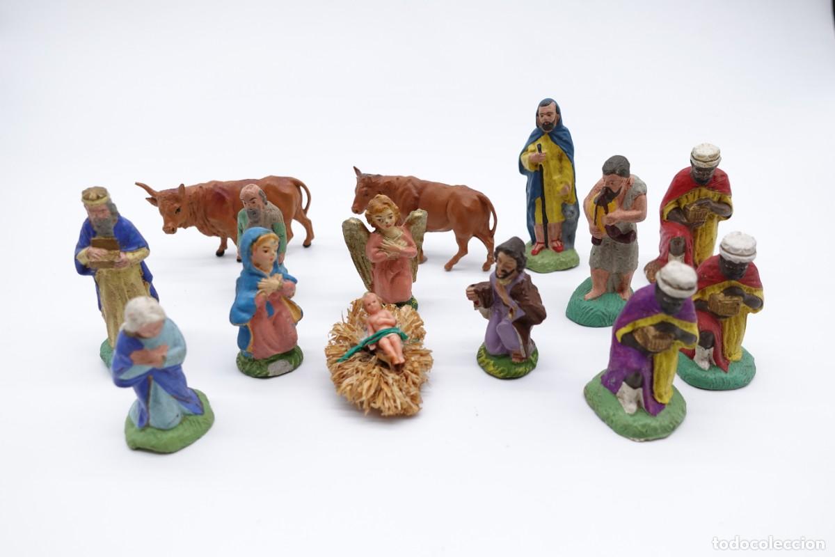 Figures of Bethlehem: BEL&Eacute;N NACIMIENTO NAVIDAD CON 11 FIGURAS DE BARRO PINTADO A MANO TERRACOTA O SIMILAR
