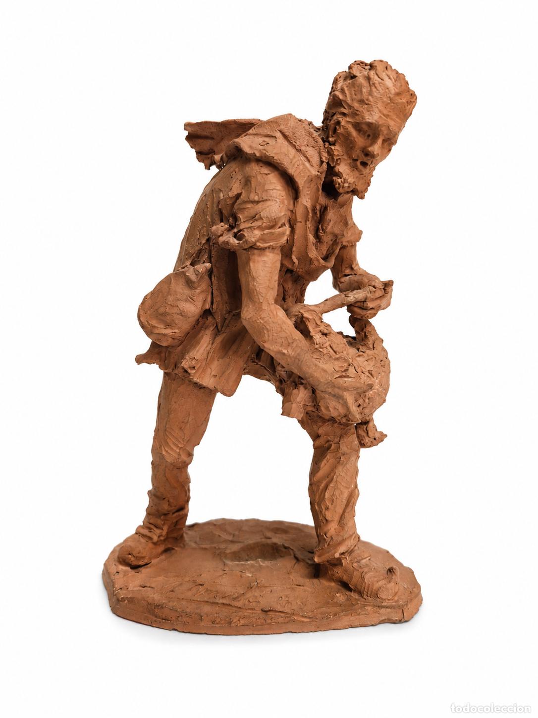 Figuras de Bel&eacute;n: Josep Trait&eacute; i Compte (Olot, 1935 - 2022) - Terracota - Figura de Bel&eacute;n - Pastor con Cordero - 24 CM