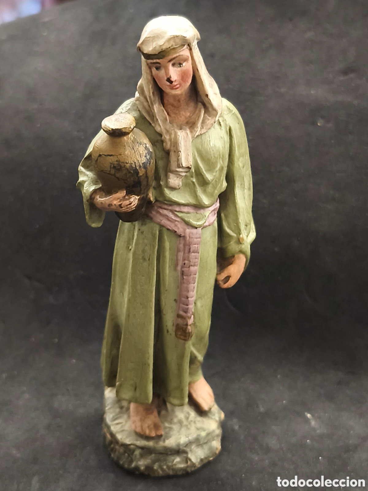 Figuras de Bel&eacute;n: Bonita figura Bel&eacute;n terracota, base madera 12,5cm