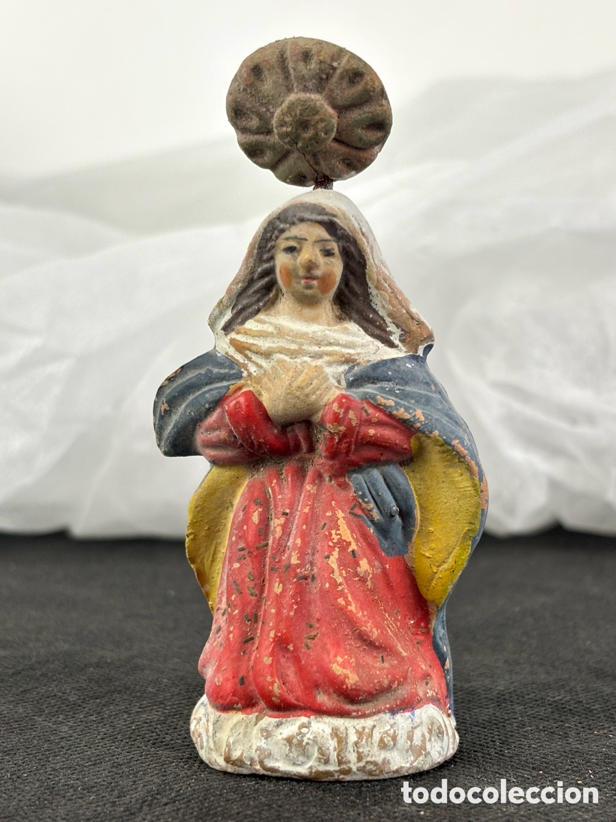 Statuine di Presepe: FIGURA PESEBRE, BELEN - LA VIRGEN MAR&Iacute;A - TERRACOTA POLICROMADA, SIGLO XIX