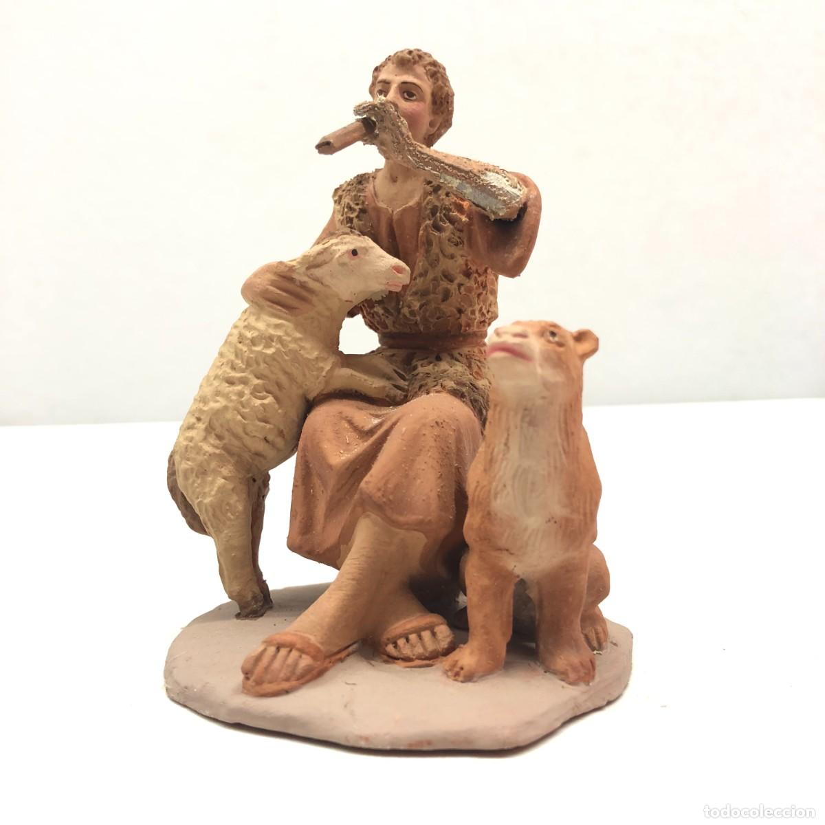 Figuras de Bel&eacute;n: FIGURA DE BEL&Eacute;N - PESSEBRE - HERMANOS CASTELLS BARCELONA -TERRACOTA - PASTOR CON OVEJA Y PERRO / 298