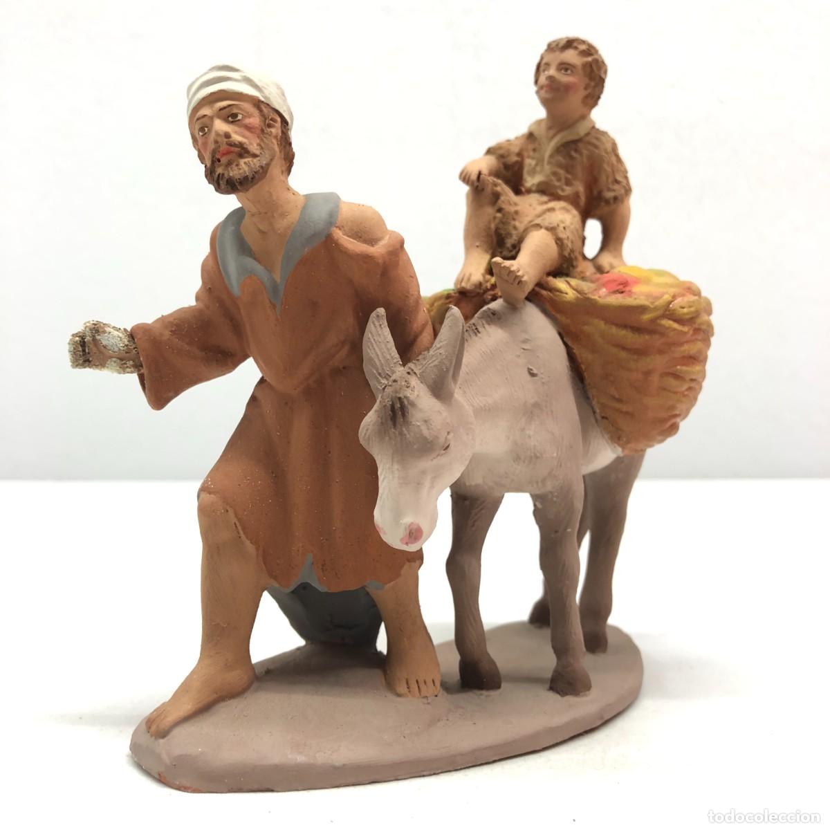 Figuras de Bel&eacute;n: FIGURA DE BEL&Eacute;N - PESSEBRE - HERMANOS CASTELLS BARCELONA - TERRACOTA - PASTOR CON BURRO Y NI&Ntilde;O / 332