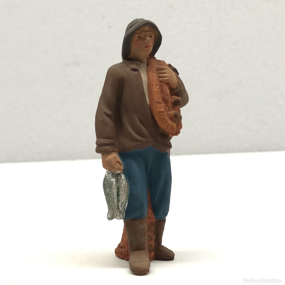 Figuras de Bel&eacute;n: FIGURA DE BEL&Eacute;N - PESSEBRE - HERMANOS CASTELLS BARCELONA - TERRACOTA - PESCADOR - 90 MM / 345