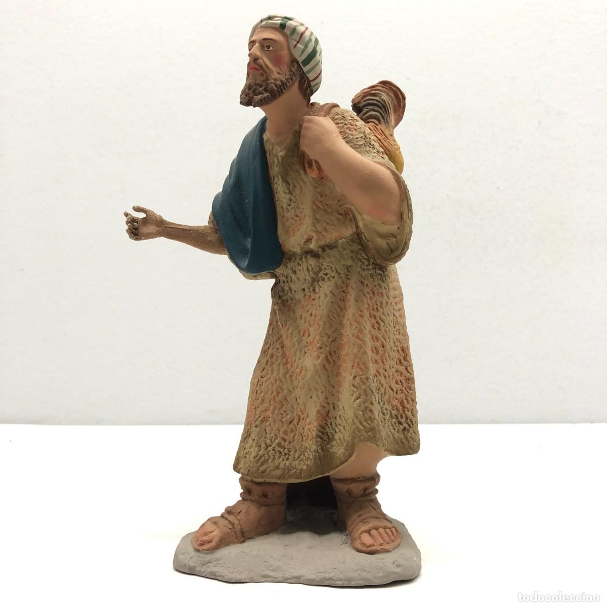Figuras de Bel&eacute;n: FIGURA DE BEL&Eacute;N - PESSEBRE - HERMANOS CASTELLS BARCELONA - TERRACOTA - PASTOR CON GALLO- 21 CM / 399