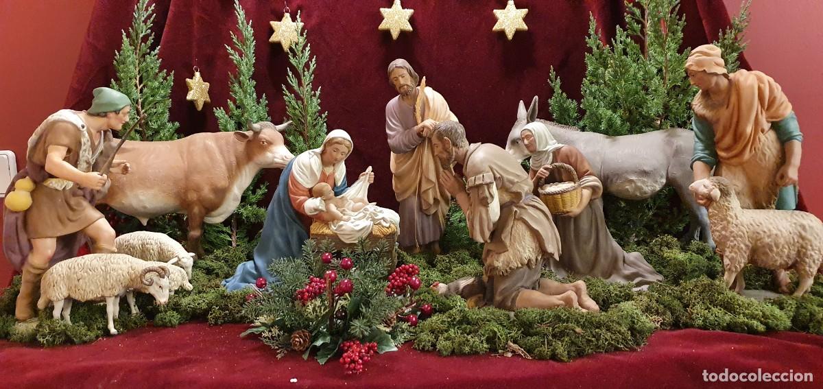Figurines pour Cr&egrave;ches de No&euml;l: Bel&eacute;n completo 40 cm (figura de pie) artesanal. 13 figuras. Pintado a mano a&ntilde;os 60