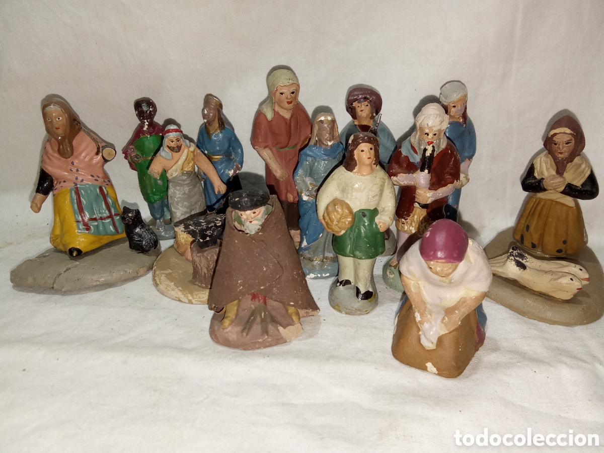 Figuras de Bel&eacute;n: LOTE 13 FIGURITAS DE BEL&Eacute;N DE BARRO ANTIGUAS
