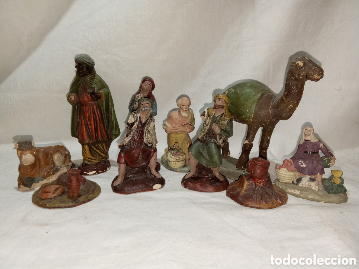 Figuras de Bel&eacute;n: LOTE VARIAS FIGURAS DE BEL&Eacute;N DE BARRO ANTIGUAS