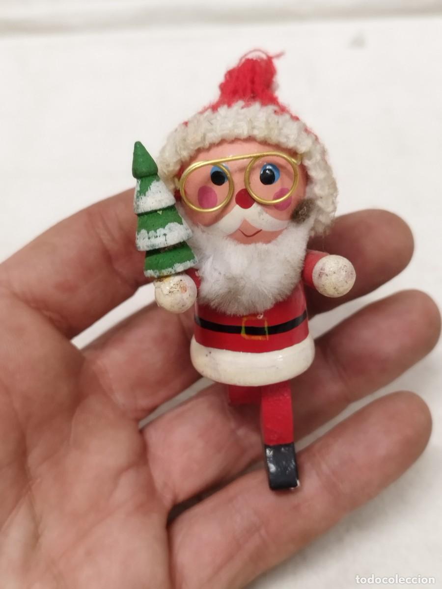Figuras de Bel&eacute;n: Antiguo mu&ntilde;eco de navidad, de un papa noel, santa claus en madera.