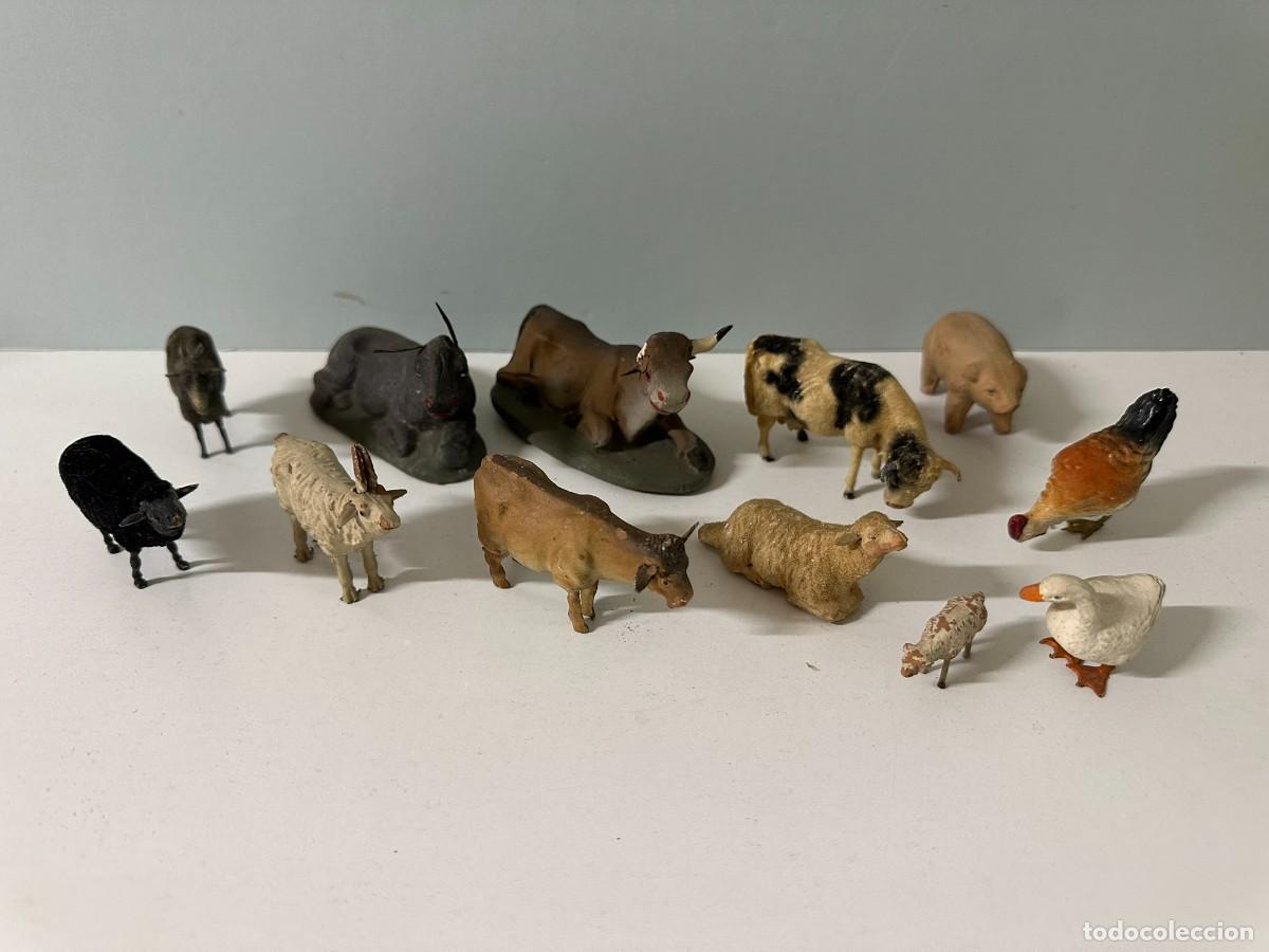 Figuras de Bel&eacute;n: Figuras antiguas animales pesebre barro cocido