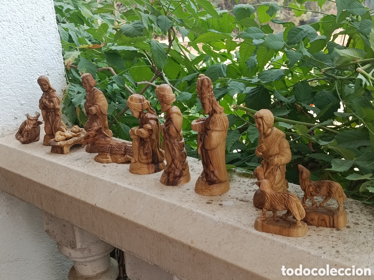 Figuras de Bel&eacute;n: Antiguo Bel&eacute;n / Nacimiento Completo en Madera de Olivo Tallado a Mano - Reyes 16,5 cm