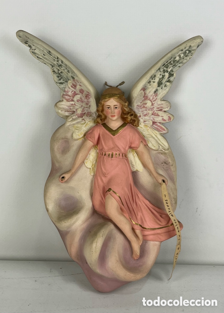 Figuras de Bel&eacute;n: ANGEL GLORIA - OLOT - ESTUCO POLICROMADO - 16 X 23 CM