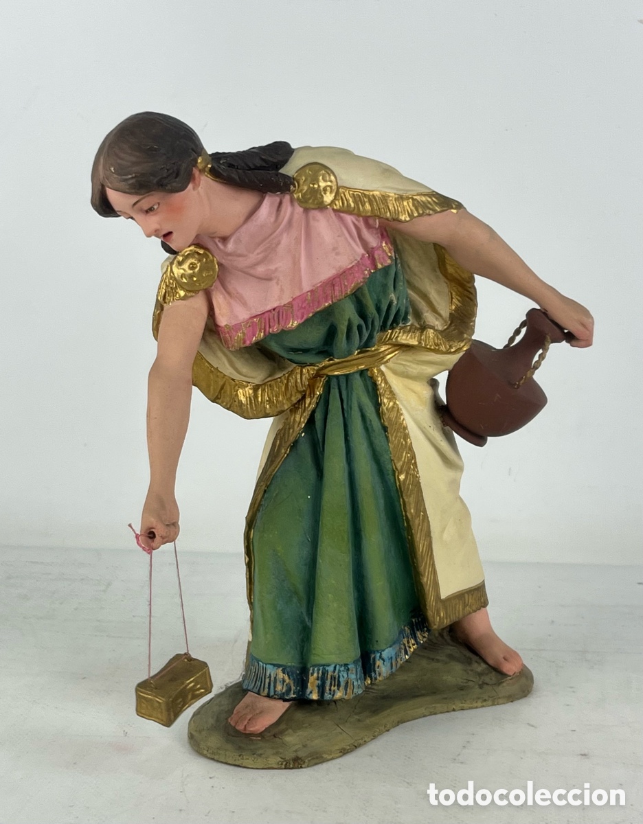 Figuras de Bel&eacute;n: HEBREA ADORANDO - OLOT - PASTA DE MADERA - 27 CM - BELEN, PESEBRE