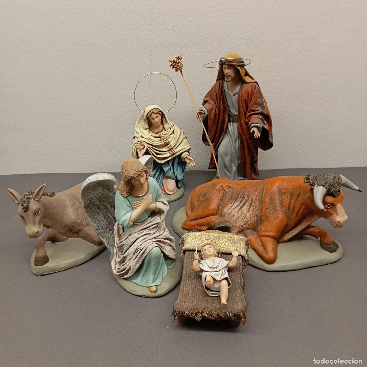 Figuras de Bel&eacute;n: PRECIOSO BEL&Eacute;N EN TERRACOTA - FIRMADO OLIVER - FIGURAS GRANDES - RAROS - 34 CM M&Aacute;XIMA - 6 FIGURAS