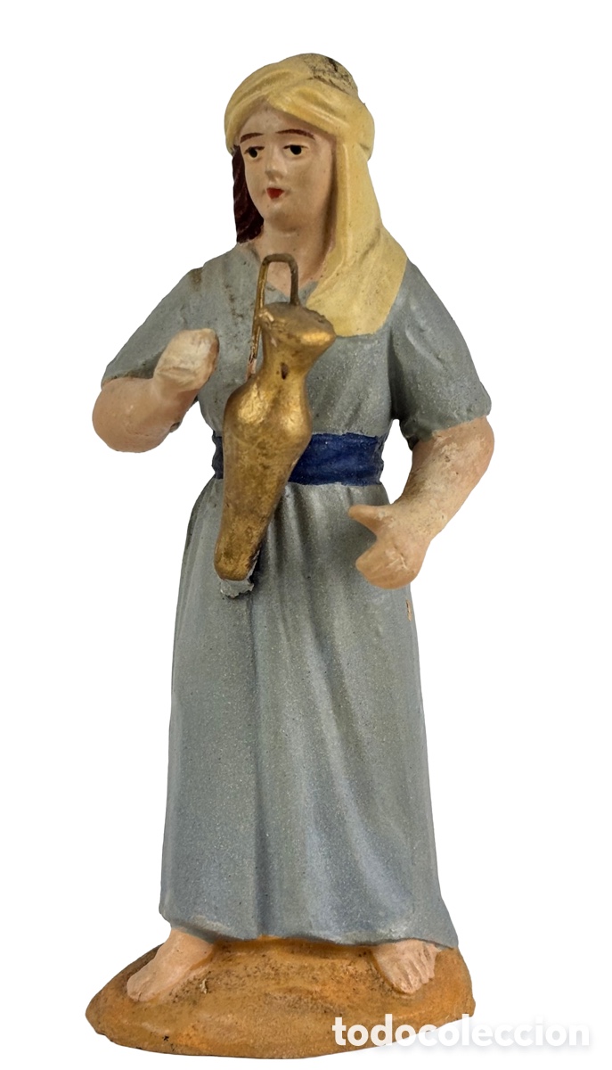 Figuras de Bel&eacute;n: PASTORA SAMARITANA EN TERRACOTA - FIGURA DE PESEBRE, OLOT