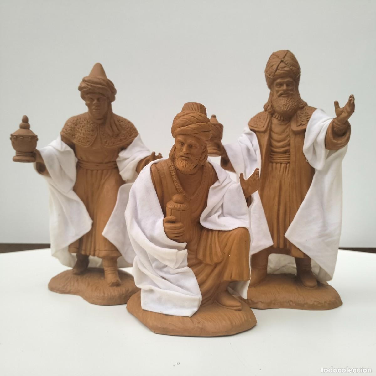 Statuine di Presepe: FIGURAS PESEBRE + REYES. TOTAL 8 FIGURAS LIENZADAS. FDO OLIVER. 17 cm !!!
