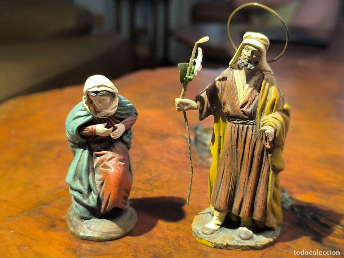 Figuras de Bel&eacute;n: LA VIRGEN Y SAN JOSE BELEN EN TERRACOTA ORTIGAS, PERFECTO ESTADO S, JOSE 9,5 CM SIN CORONA