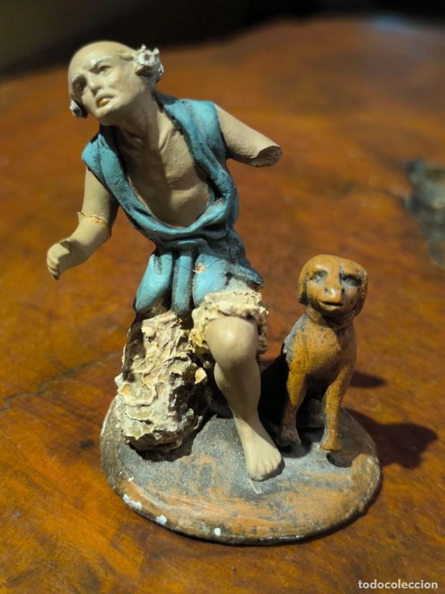 Figuras de Bel&eacute;n: FIGURA DE BELEN TERRACOTA ORTIGAS PASTOR CON PERRO 710-10