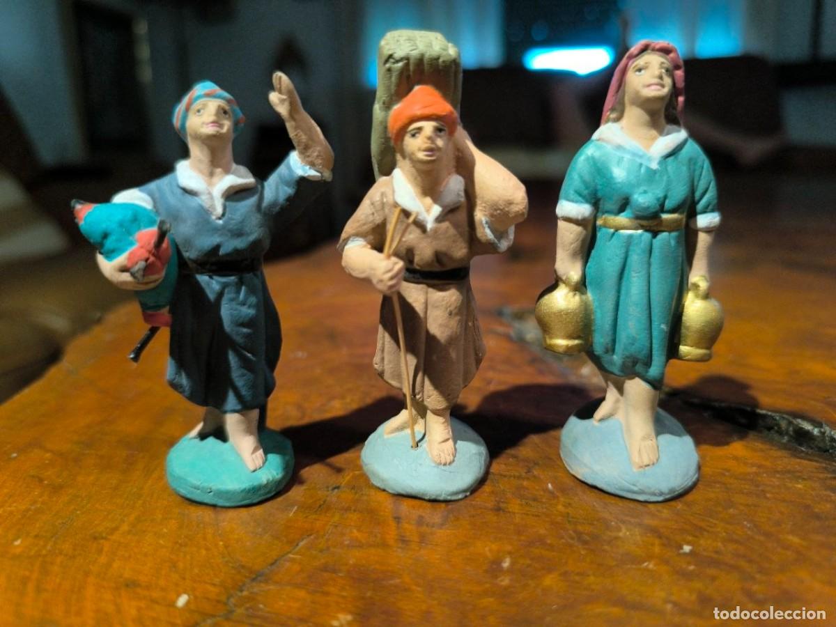 Figuras de Bel&eacute;n: 3 FIGURAS DE BELEN EN TERRACOTA ANTIGUA LA MAS ALTA 9 CM MUY BUEN ESTADO