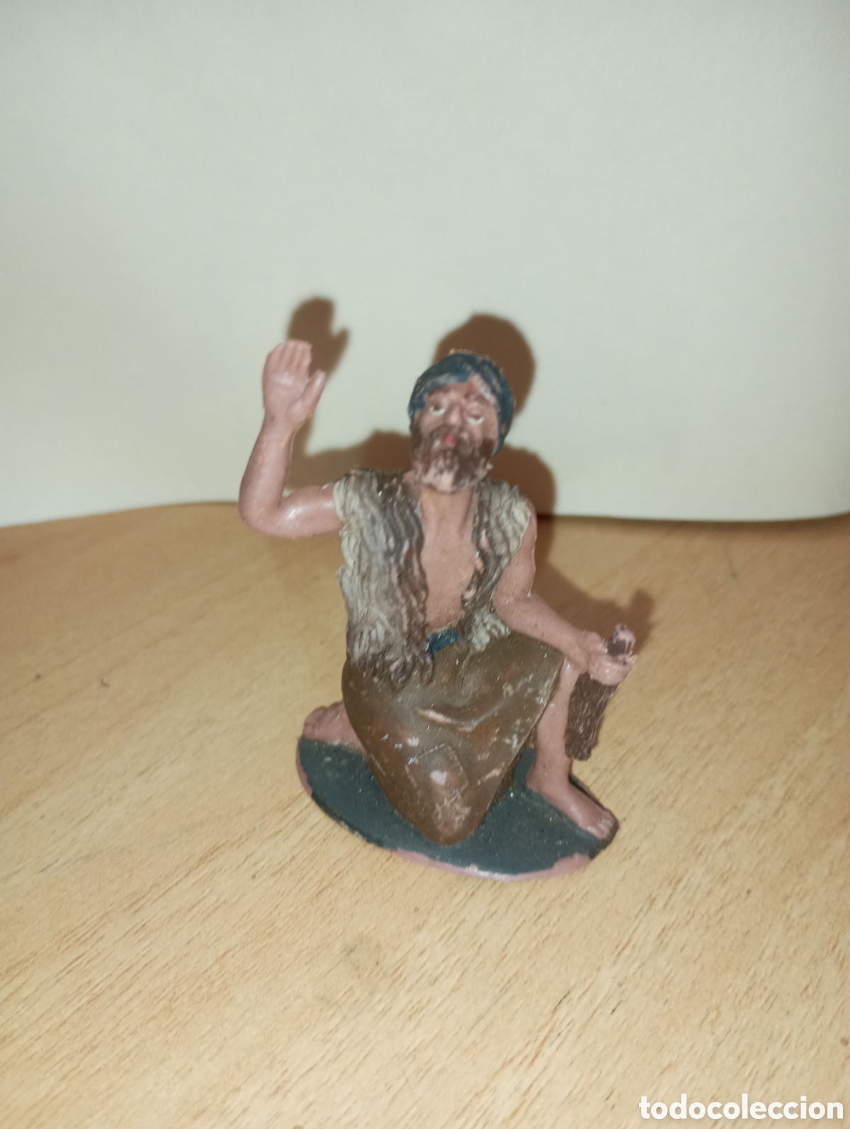 Figuras de Bel&eacute;n: Figura de bel&eacute;n pastor pl&aacute;stico duro a&ntilde;os 60-70 ,6cms altura
