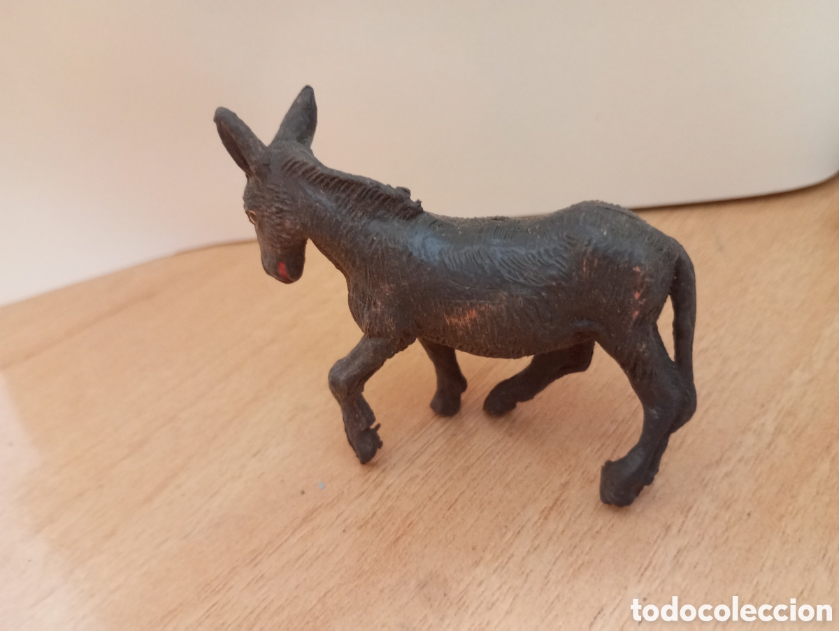 Figuras de Bel&eacute;n: Figura de burrito para bel&eacute;n plastico duro a&ntilde;os 70 mide 6x5cms