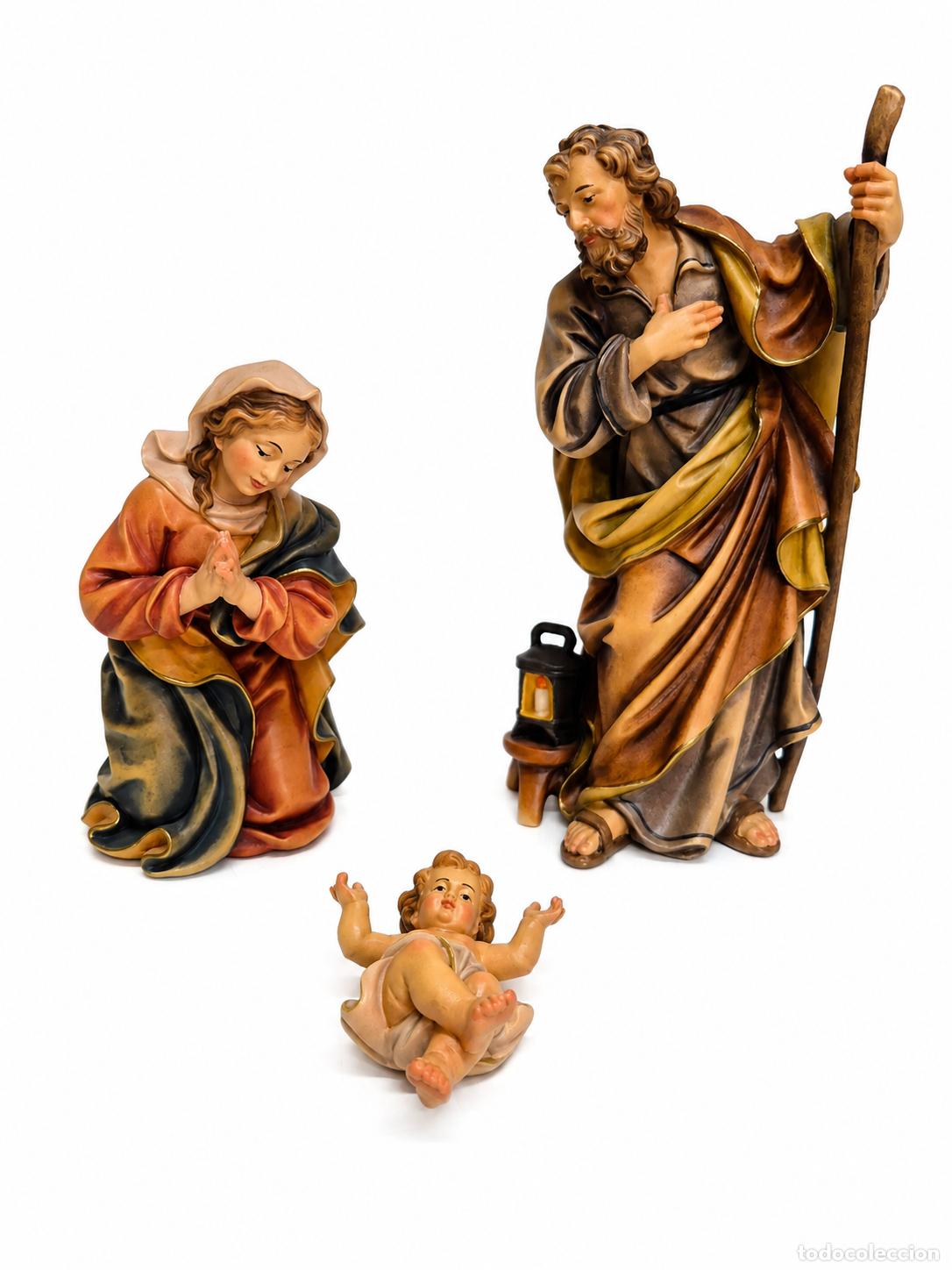 Figuras de Bel&eacute;n: Precioso Nacimiento - Figuras de Bel&eacute;n - Talla de Madera Policromada - Sello Berglana, Italia