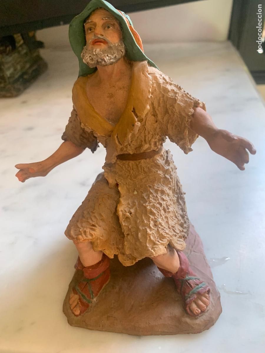 Figuras de Bel&eacute;n: Figura pesebre pastor firmada M Muns