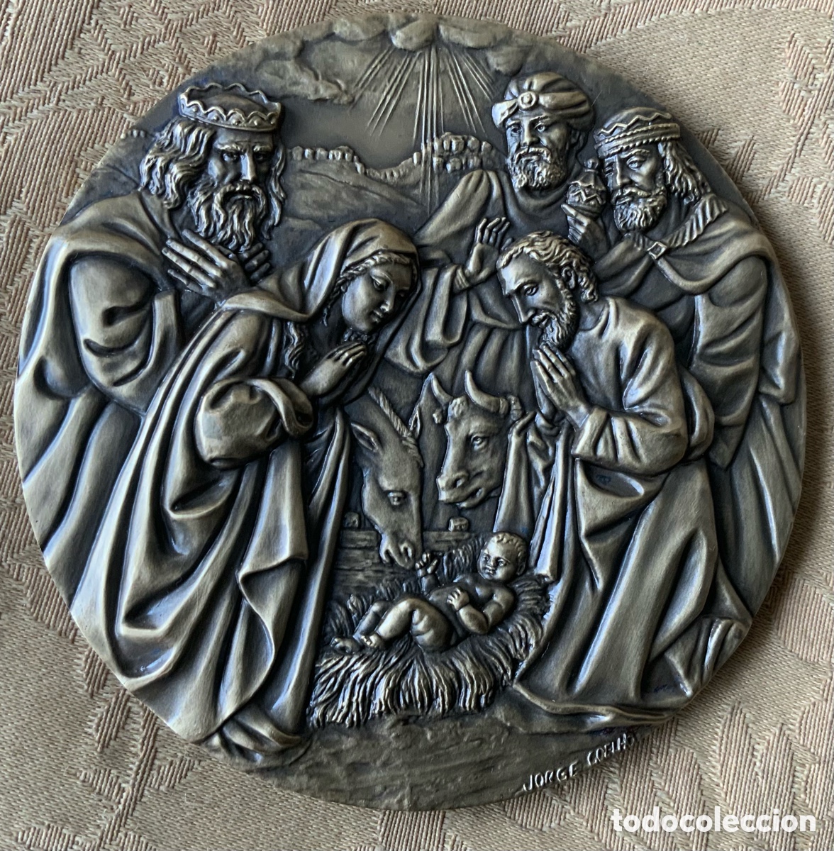 Figuras de Bel&eacute;n: BELEN BRONCE MEDALLA CONMEMORATIVA NAVIDAD 2002 JORGE COELHO