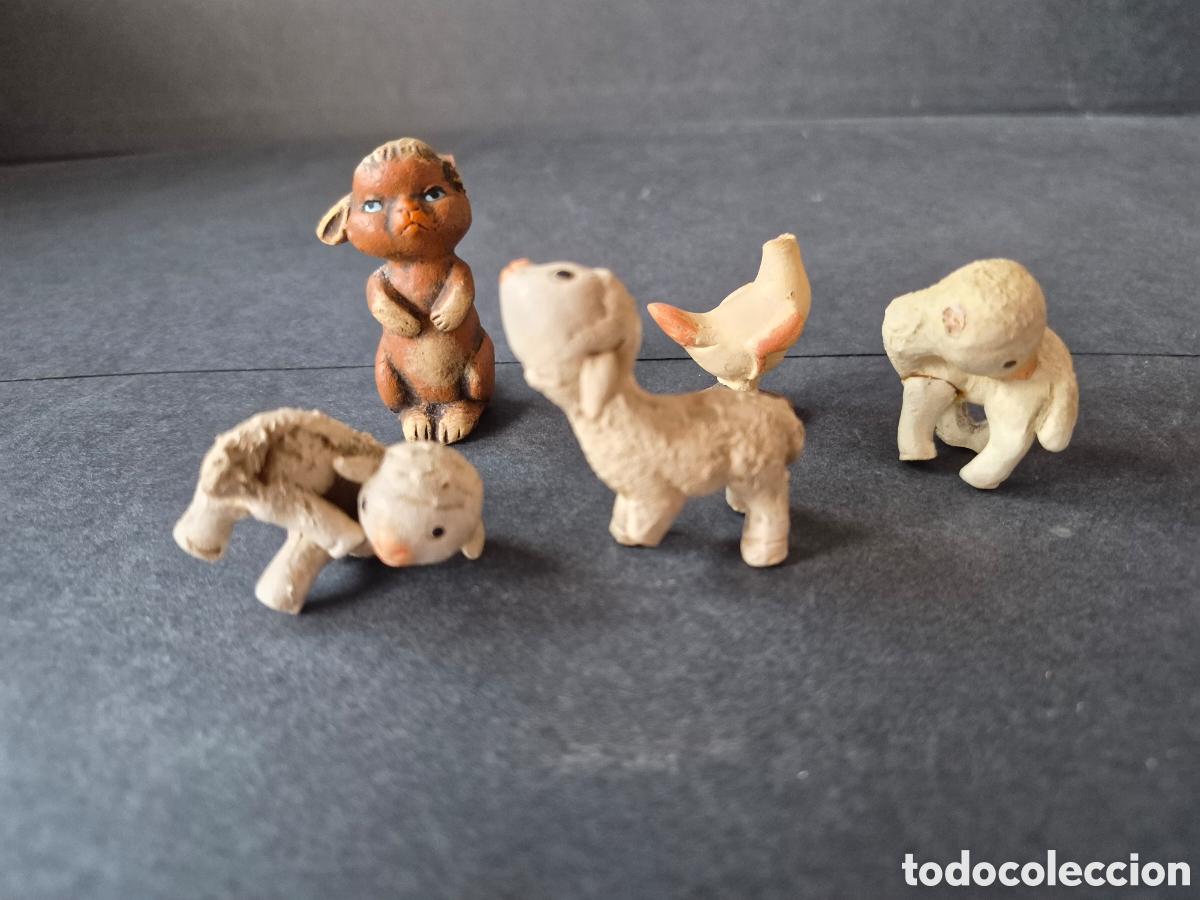 Figuras de Bel&eacute;n: Lote de 5 animales ortigas infantil, pesebre,belen. A restaurar