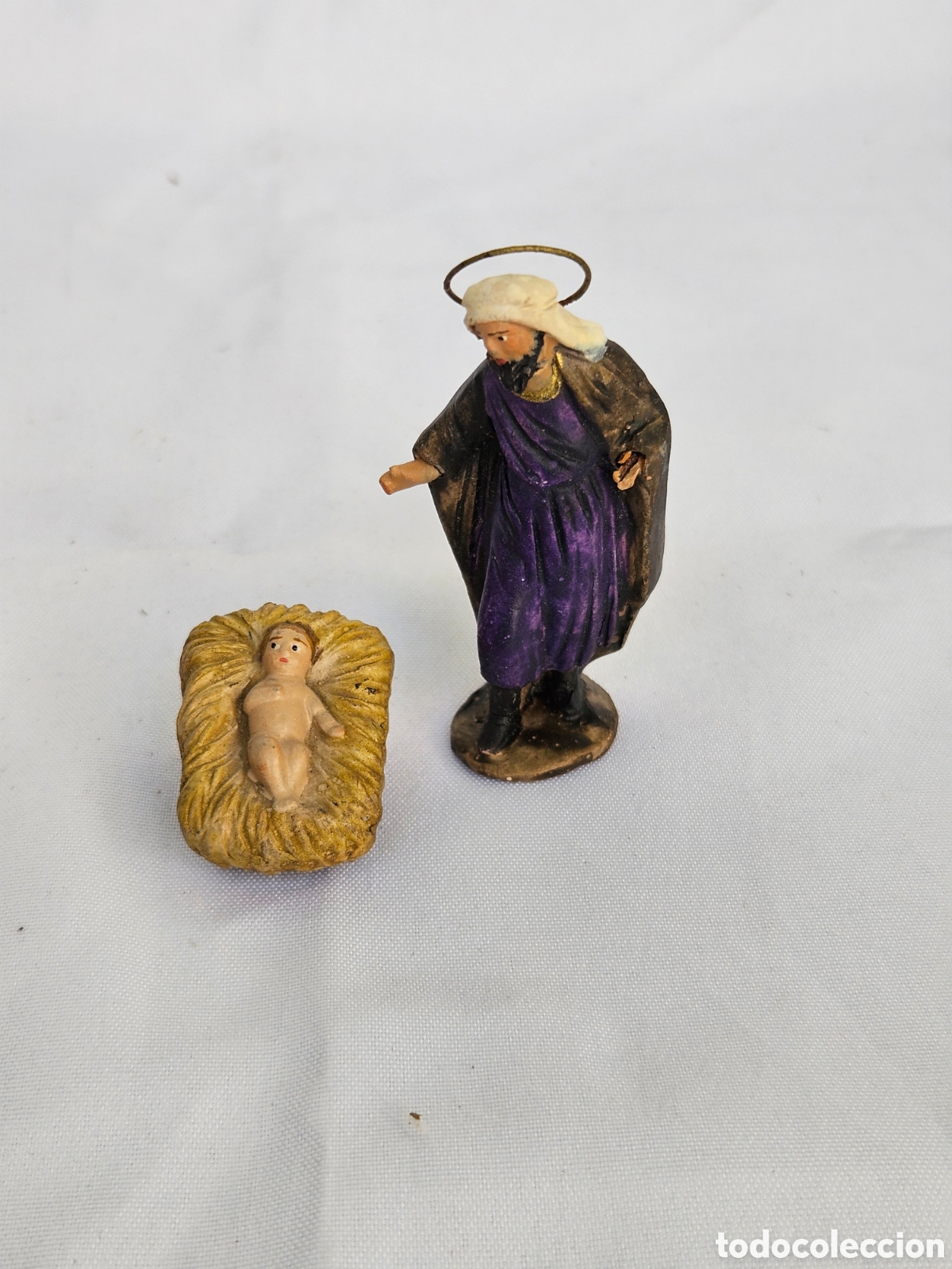 Figuras de Bel&eacute;n: FIGURA BELEN BARRO. SAN JOSE Y NI&Ntilde;O JESUS