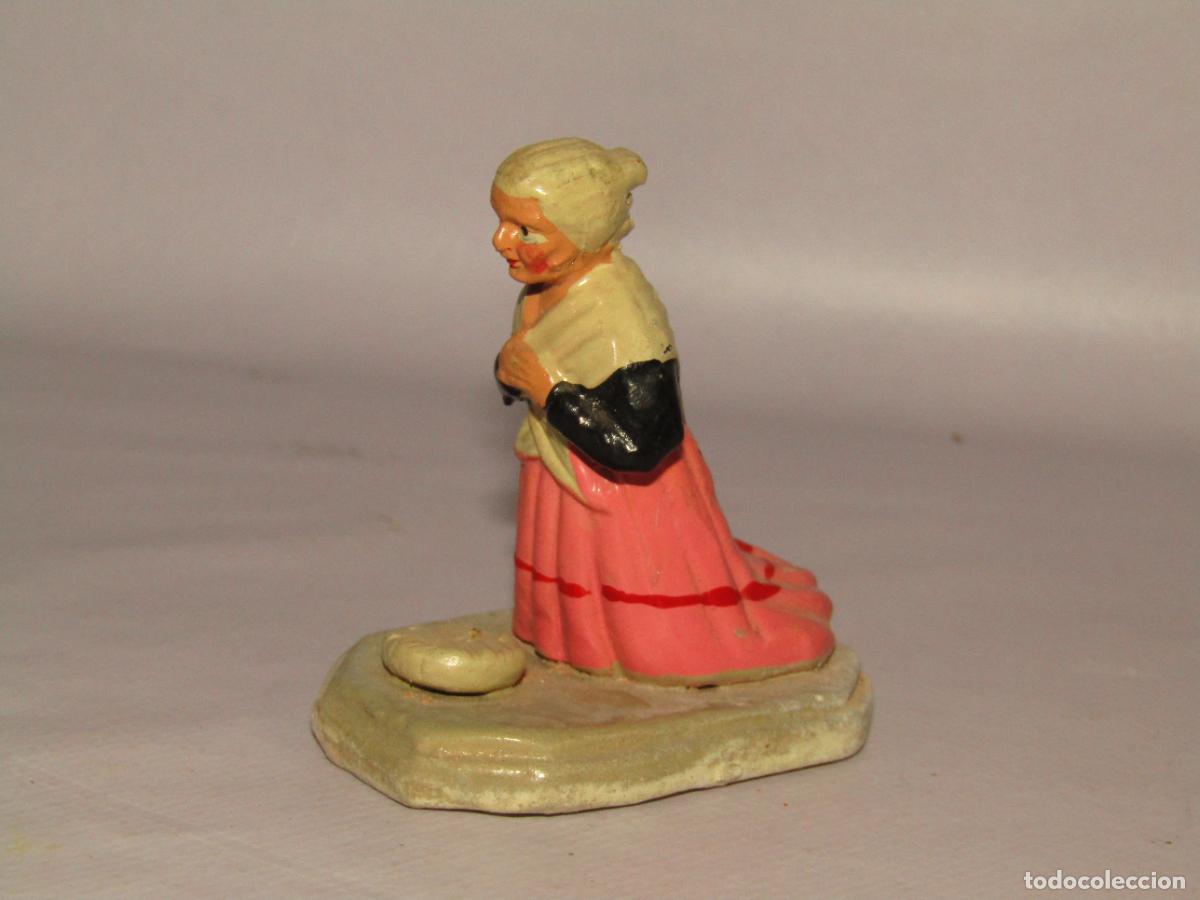 Figuras de Bel&eacute;n: Antigua Figura de Bel&eacute;n en Terracota Policromada Barro Cocido