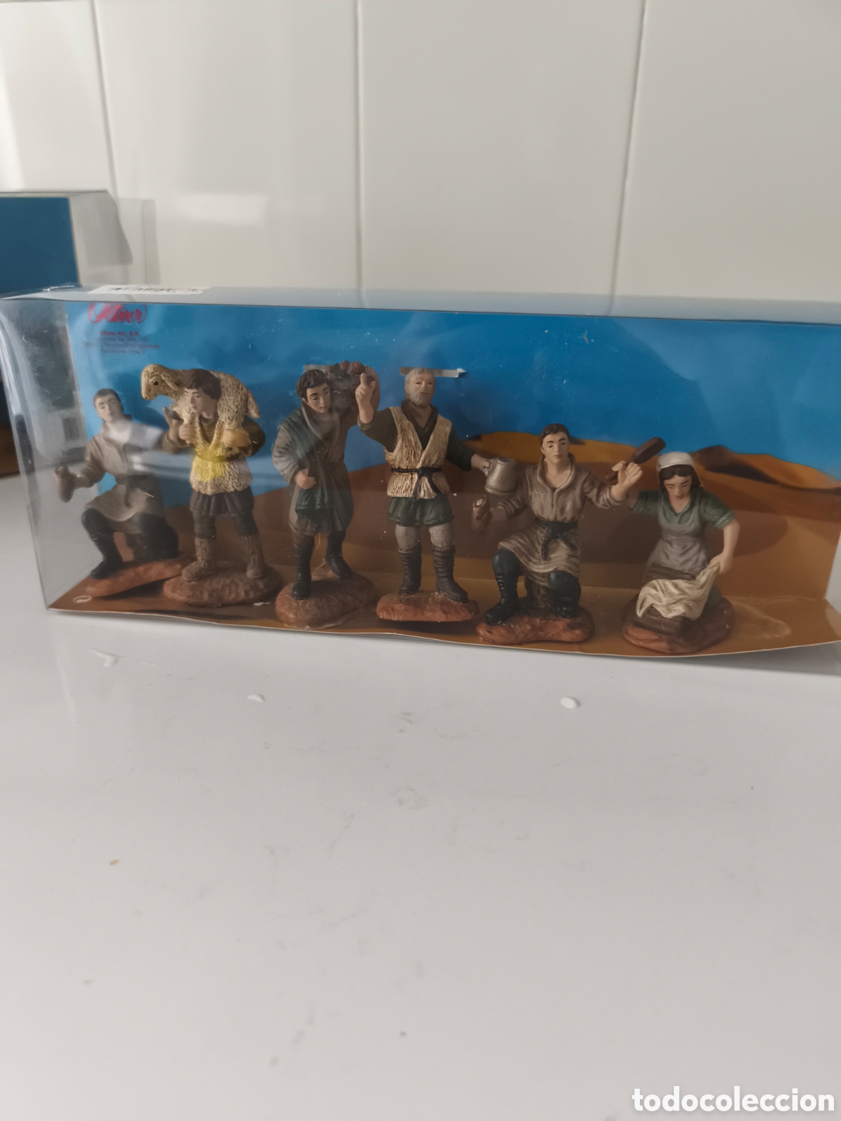 Figuras de Bel&eacute;n: Antiguo Bl&iacute;ster con figuras del portal de Bel&eacute;n Oliver selladas