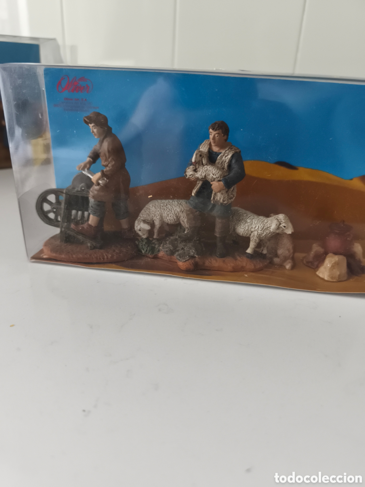 Figuras de Bel&eacute;n: Antiguo Bl&iacute;ster con figuras del portal de Bel&eacute;n Oliver selladas