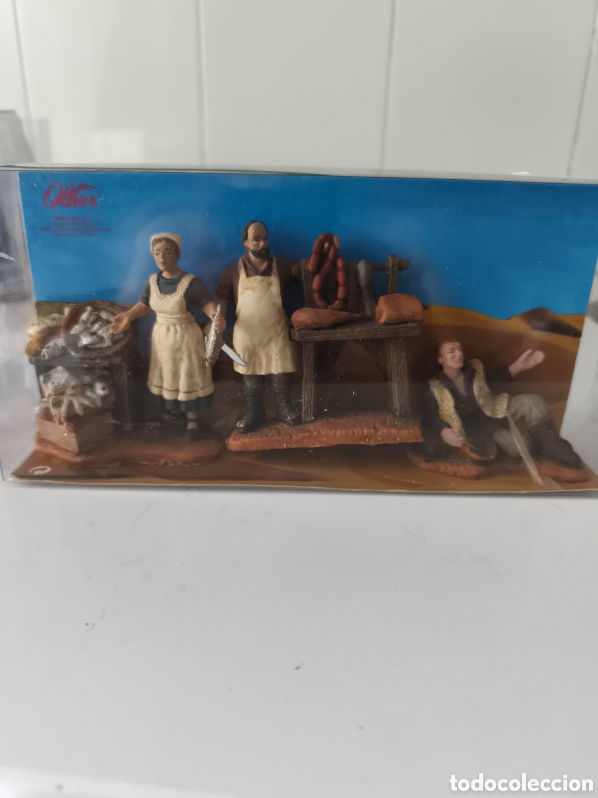 Figuras de Bel&eacute;n: Antiguo Bl&iacute;ster con figuras del portal de Bel&eacute;n Oliver selladas
