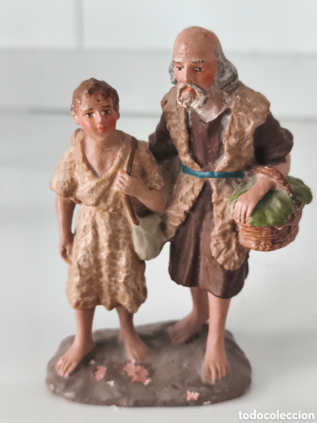 Figuras de Bel&eacute;n: Antigua figura de Terracota del portal de Bel&eacute;n de Olot en muy buen estado